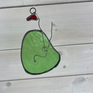 Vintage GOLF Green Sun Catcher Stained Glass Art Piece